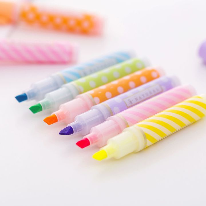 Set 6 Bút Nhớ Dòng Bút Đánh Dấu Bút Dạ Quang Highligher Mini Cute Cho Học Sinh Sinh Viên Nhân viên Văn phòng