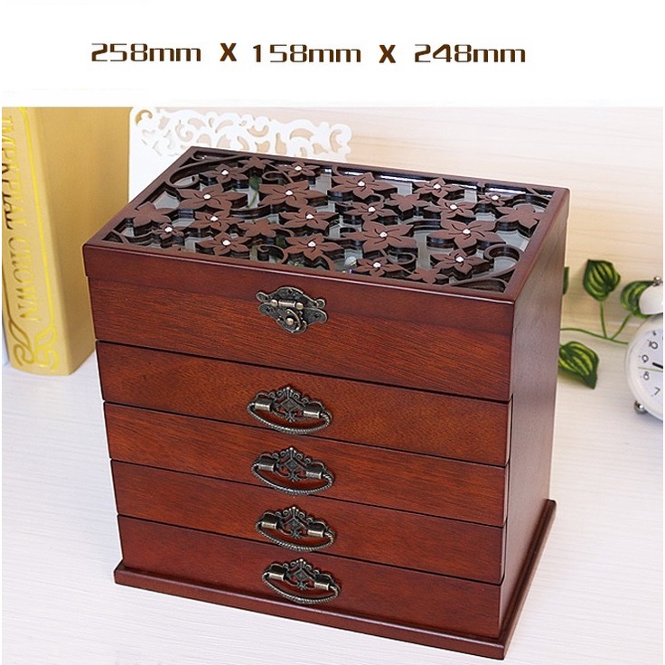 Rương Gỗ Đựng Trang Sức 5 Tầng (Hàng có sẵn)