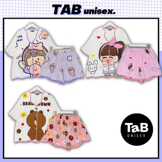 Set đồ ngủ ngắn hoạt hình dễ thương, pyjama cartoon xinh xắn - TAB UNISEX