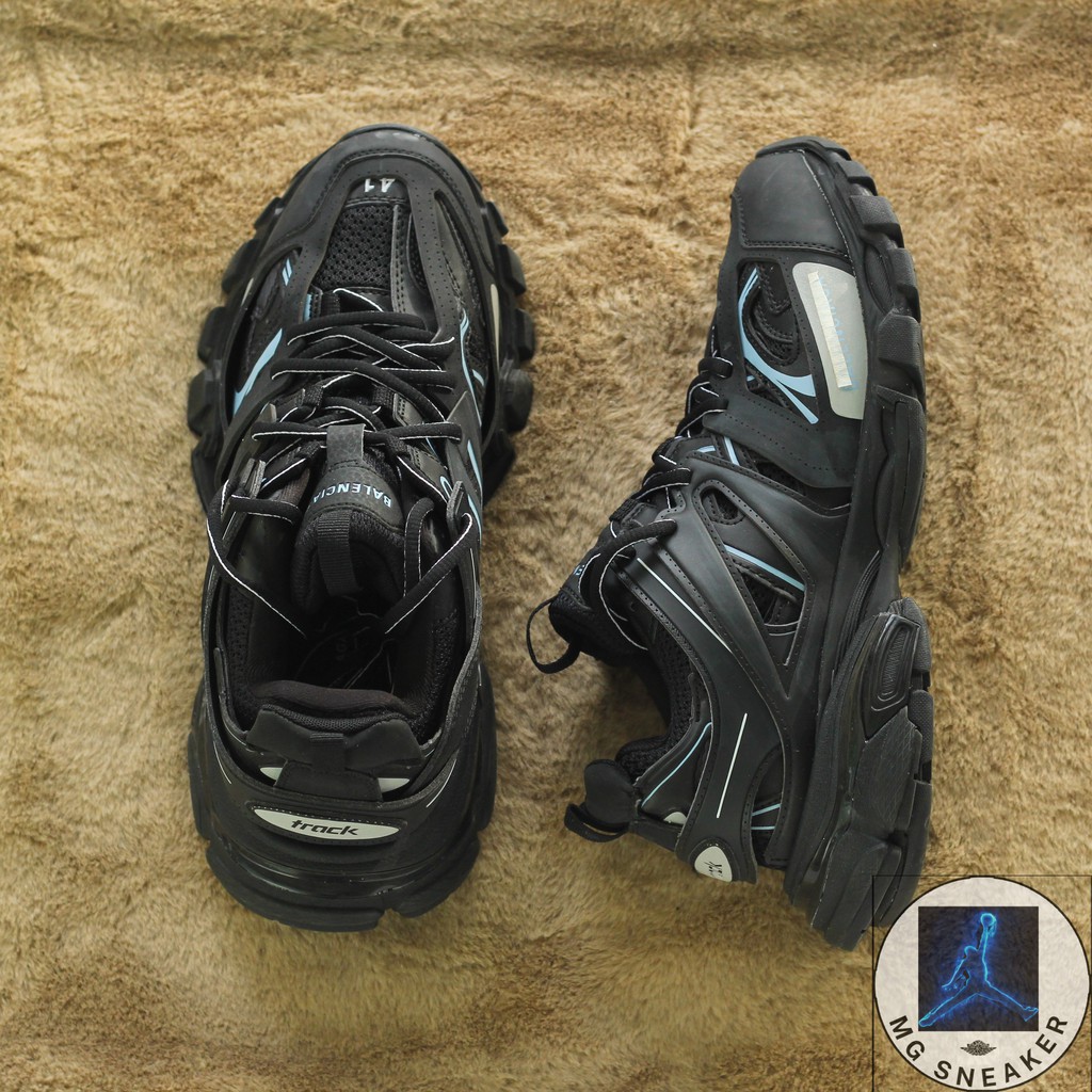 GIẦY THỂ THAO SNEAKER NAM NỮ BA LEN TRACK màu đen lé xanh