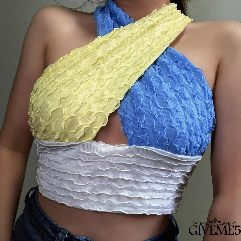 Áo Lửng Hai Dây Cổ Sâu Phong Cách Quyến Rũ Dành Cho Nữ