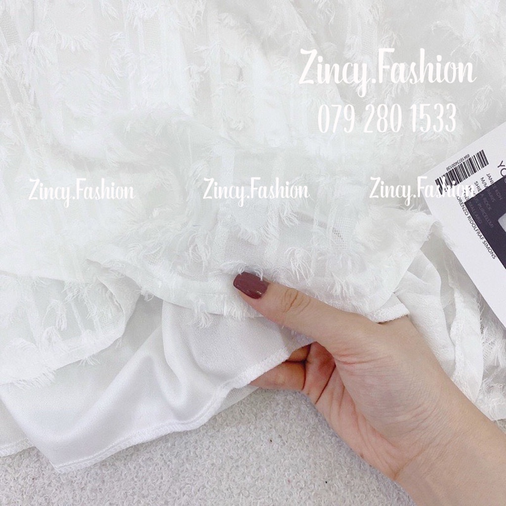 Đầm cổ yếm lông vũ váy dây hở lưng Đầm babydoll dễ thương giấu quần Kèm hình thật đầm đi chơi đi biển