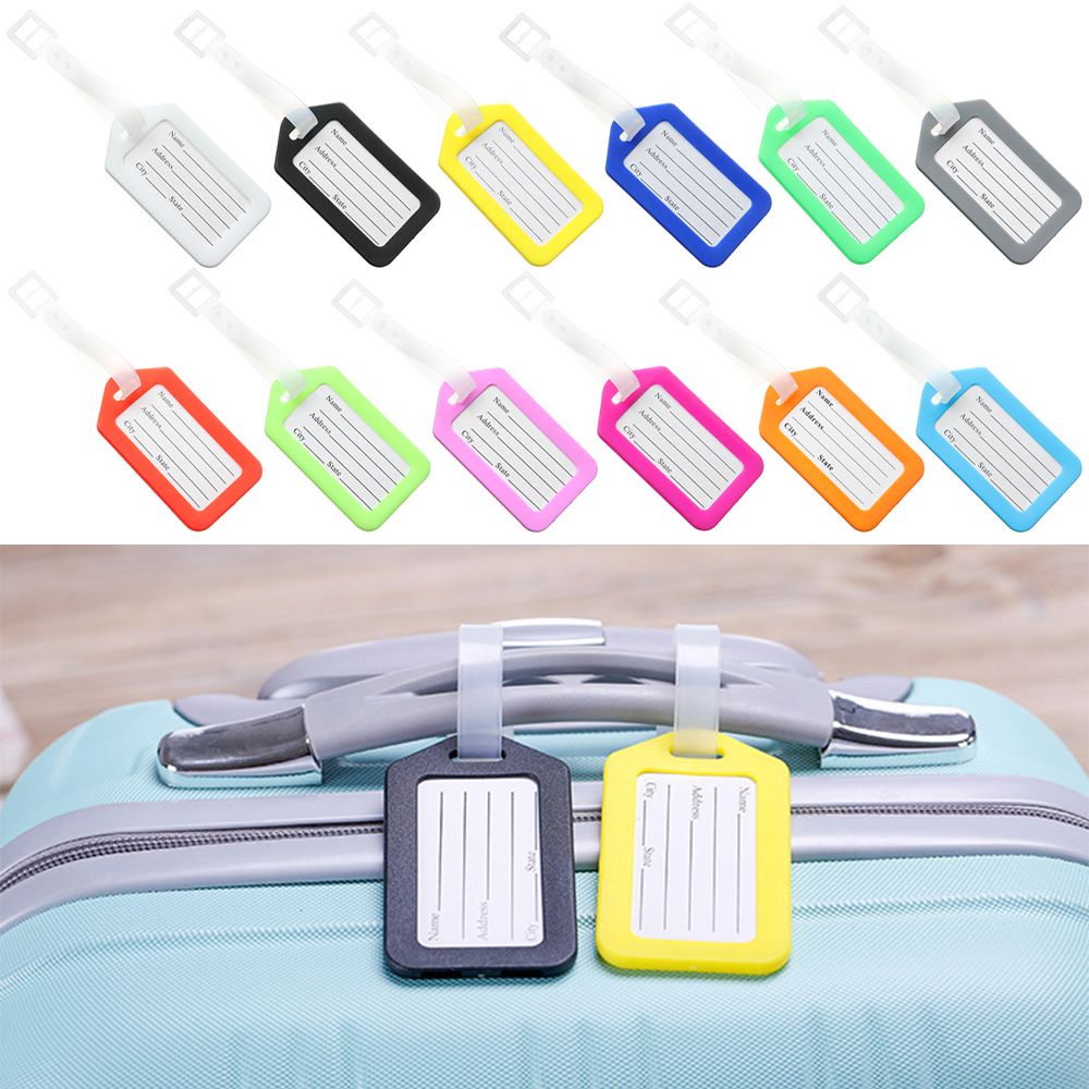 Set 5 thẻ móc khóa gắn tấm id hành lý bằng nhựa nhiều màu sắc lựa chọn