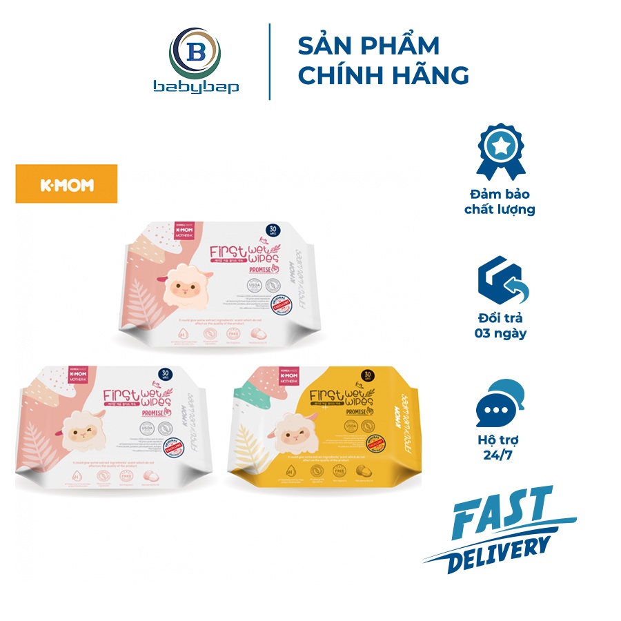 Khăn Ướt Cao Cấp K-Mom Hàn Quốc An Toàn Với Làn Da Nhạy Cảm (30c)