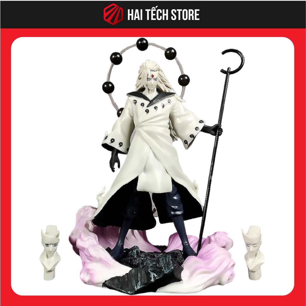 Mô hình Naruto Uchiha Madara thập vĩ 27cm, có 3 đầu thay thế, figure anime naruto decor trang trí siêu đẹp