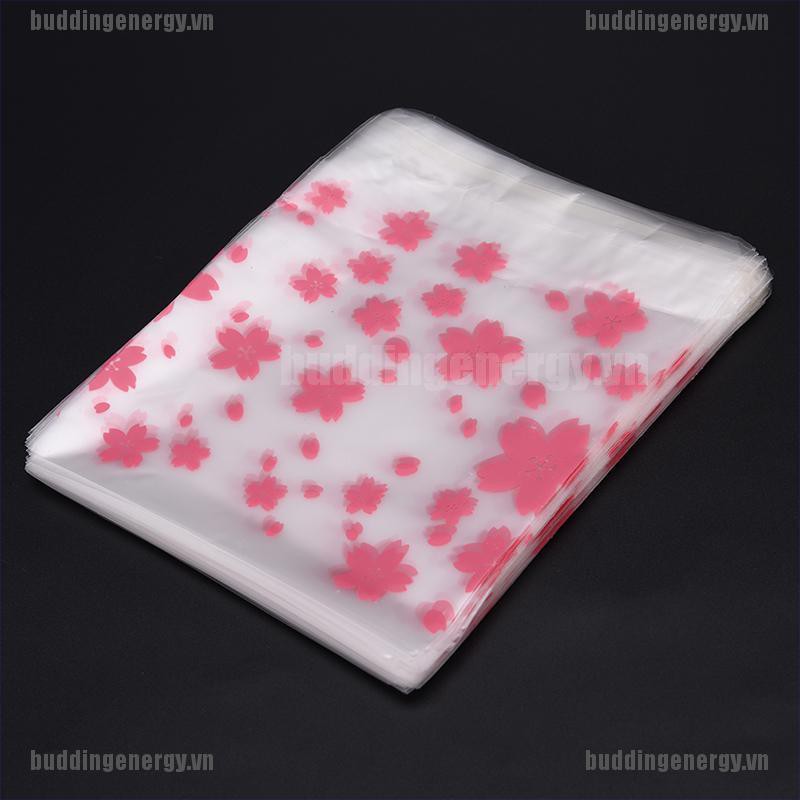 Bộ 100 Túi Nhựa Đựng Bánh Kem Hình Hoa Anh Đào Dễ Thương