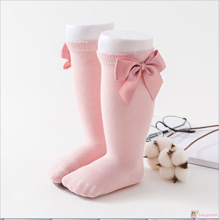 Vớ cotton cổ cao màu trơn đáng yêu cho bé gái từ 0-7 tuổi