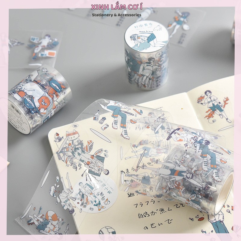 Cuộn Băng Dính Washi Tape Trong Suốt 3M Họa Tiết Anime Trang Trí Sổ DIY [Xinh Lắm Cơ Í]