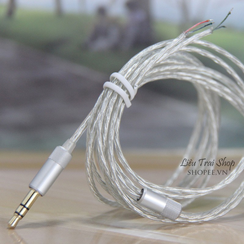 Cáp dây tai nghe 3.5mm DIY đồng bọc bạc