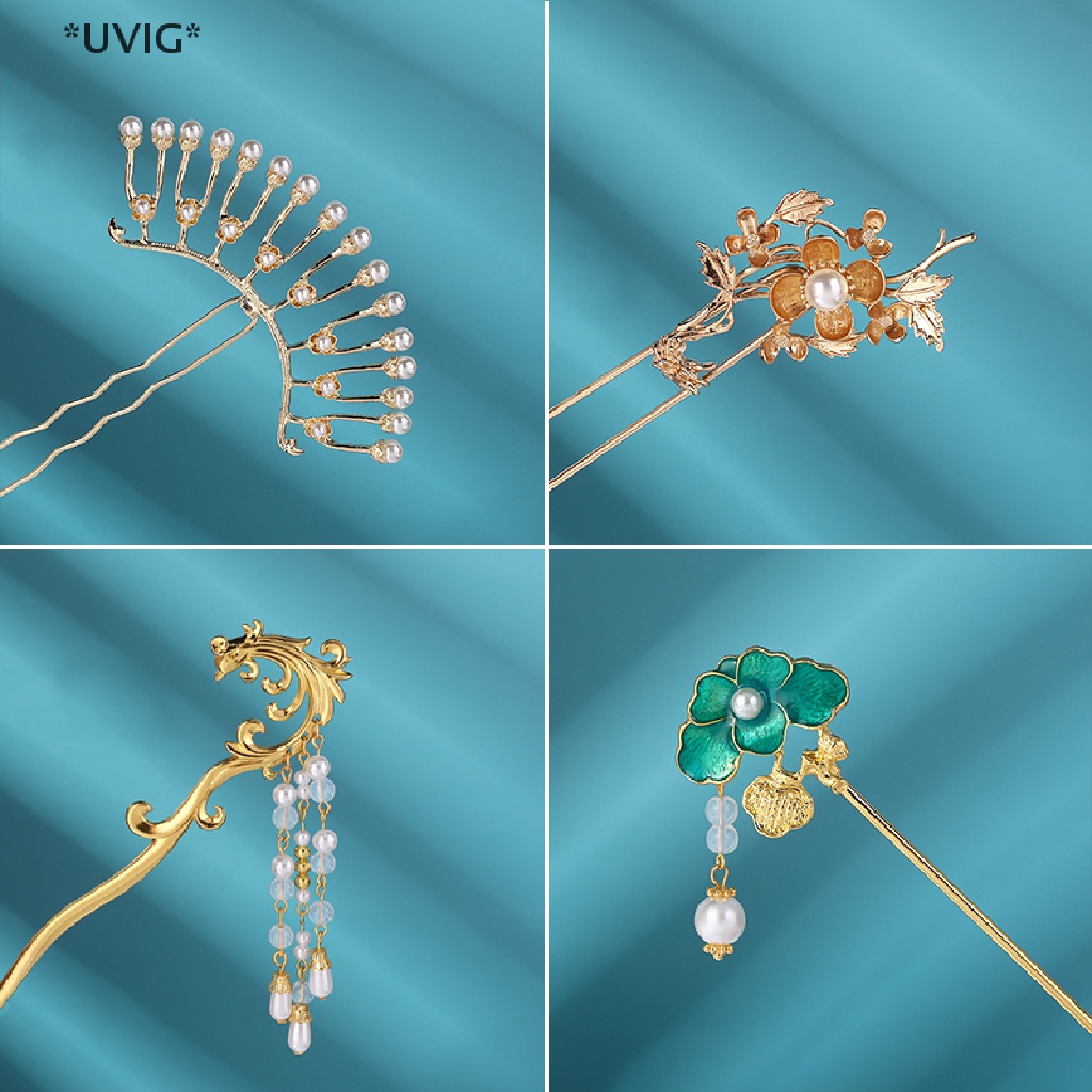 Trâm Cài Tóc Kim Loại Bóng Phong Cách Hanfu Trung Hoa Cổ Điển Cho Nữ