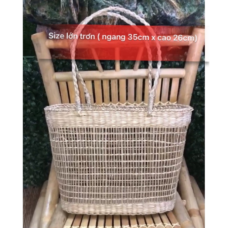 Túi Cói Đan Chắn Song Nơ Ren dày đẹp xuất sắc