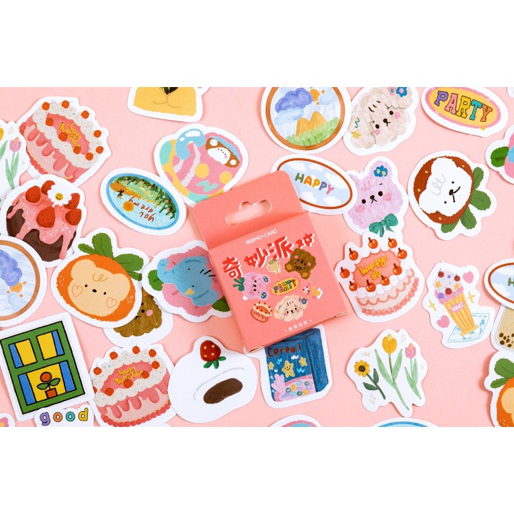 Hộp 46 miếng sticker mẫu động vật party