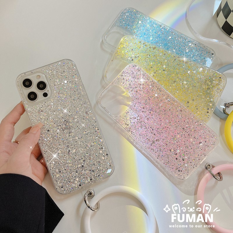 Ốp Điện Thoại TPU Mềm Lấp Lánh Gắn Dây Đeo Cổ Tay Chống Thất Lạc Cho iPhone XS Max X 8 7 6 6s Plus SE 2020 2022