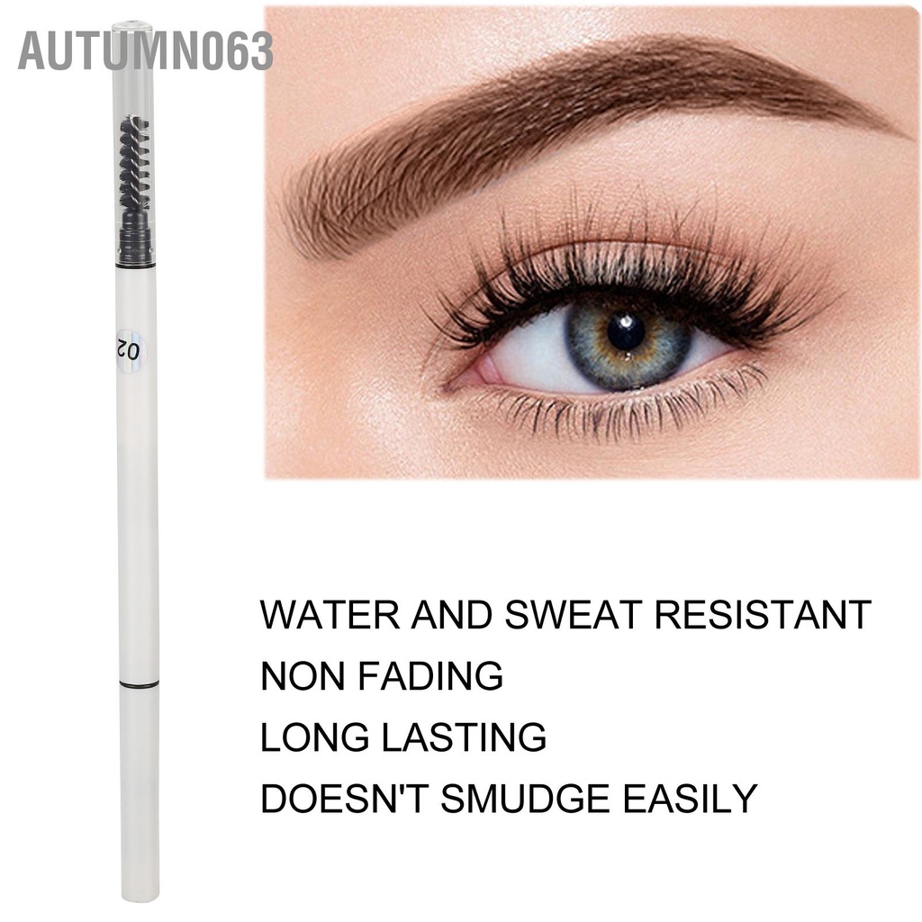 Autumn063 Bút kẻ lông mày Double Ended 2 trong 1 Auto Rotating Long Lasting Tri Tam giác chống thấm nước Chì trang điểm không