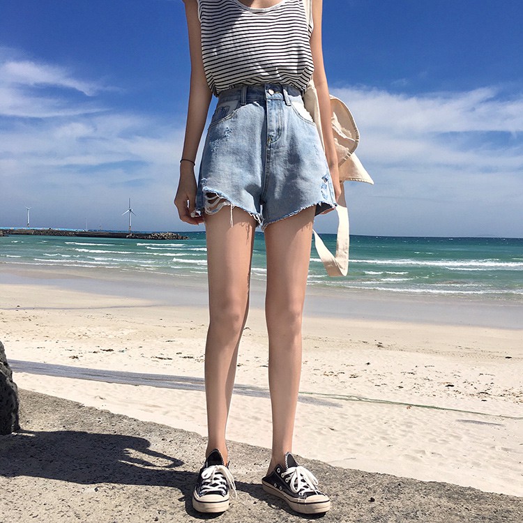 Quần ngắn denim Xiaozhainv phong cách Hàn Quốc cho nữ | BigBuy360 - bigbuy360.vn