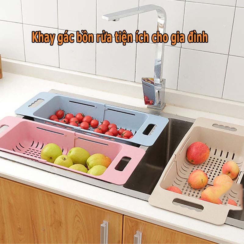 Kệ gác bồn rửa chén bát thông minh,Khay rổ nhựa Việt Nhật 5613