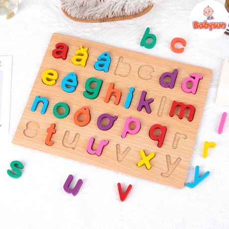 Bảng chữ cái và số 3D bằng gỗ giúp bé phát triển tư duy, đồ chơi giáo dục cho bé