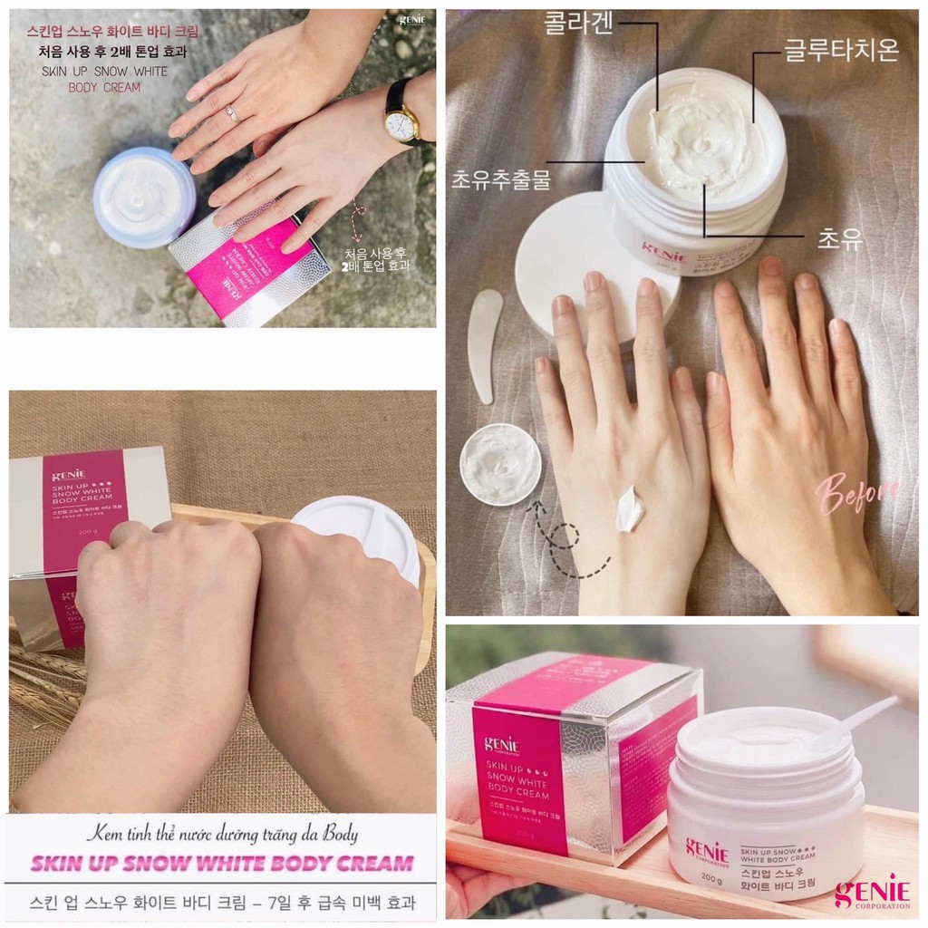 KEM BODY TINH THỂ NƯỚC GENIE SKIN UP SNOW WHITE BODY CREAM