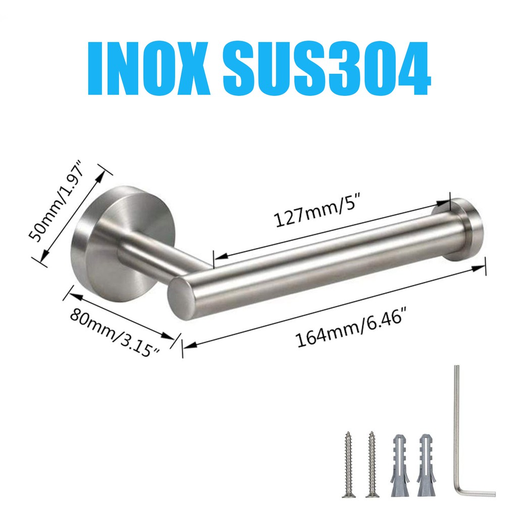 Móc treo cuộn giấy vệ sinh Inox 304 không rỉ sét gắn tường - loại khoan tường - HOBBY G7