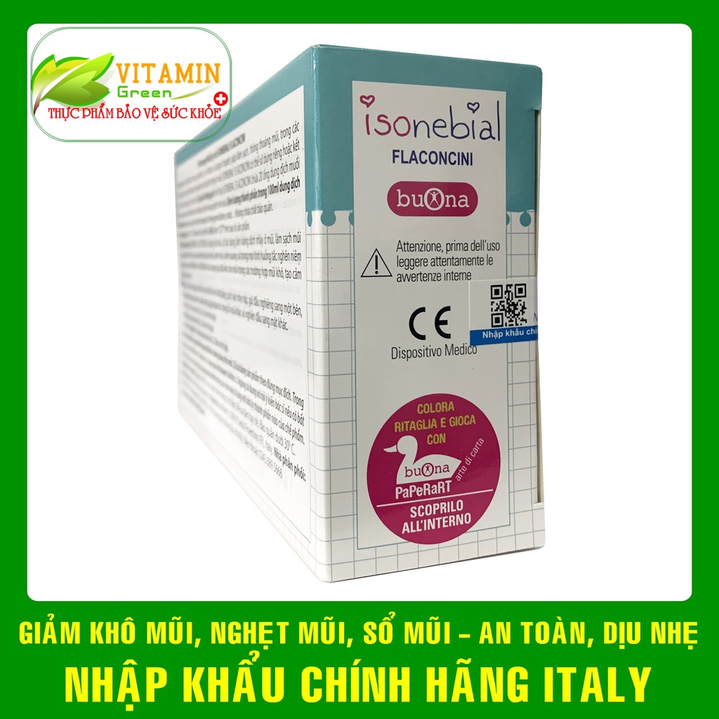 Nước muối sinh lý kết hợp Ectoin IsoNebial Flaconcini giúp giảm khô mũi, nghẹt mũi, sổ mũi | Nhập khẩu chính hãng Italy