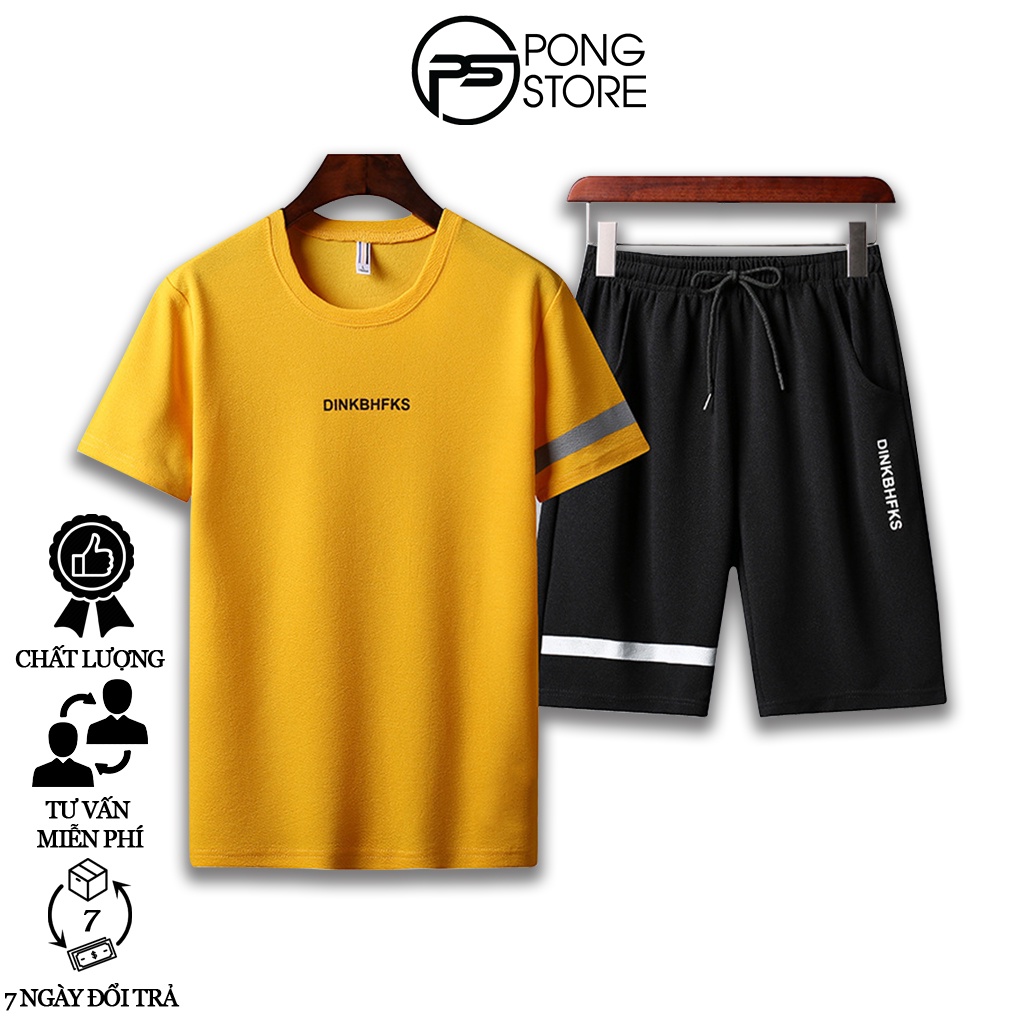 Bộ Đồ Nam Hè in Chữ DINK Chất Thun Mè Co Giãn Cao Cấp Form Rộng Full Size Dưới 70Kg pongshop