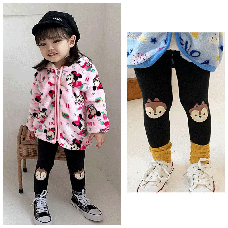 Quần Legging Cotton Lưng Cao Giữ Ấm Cho Bé Gái