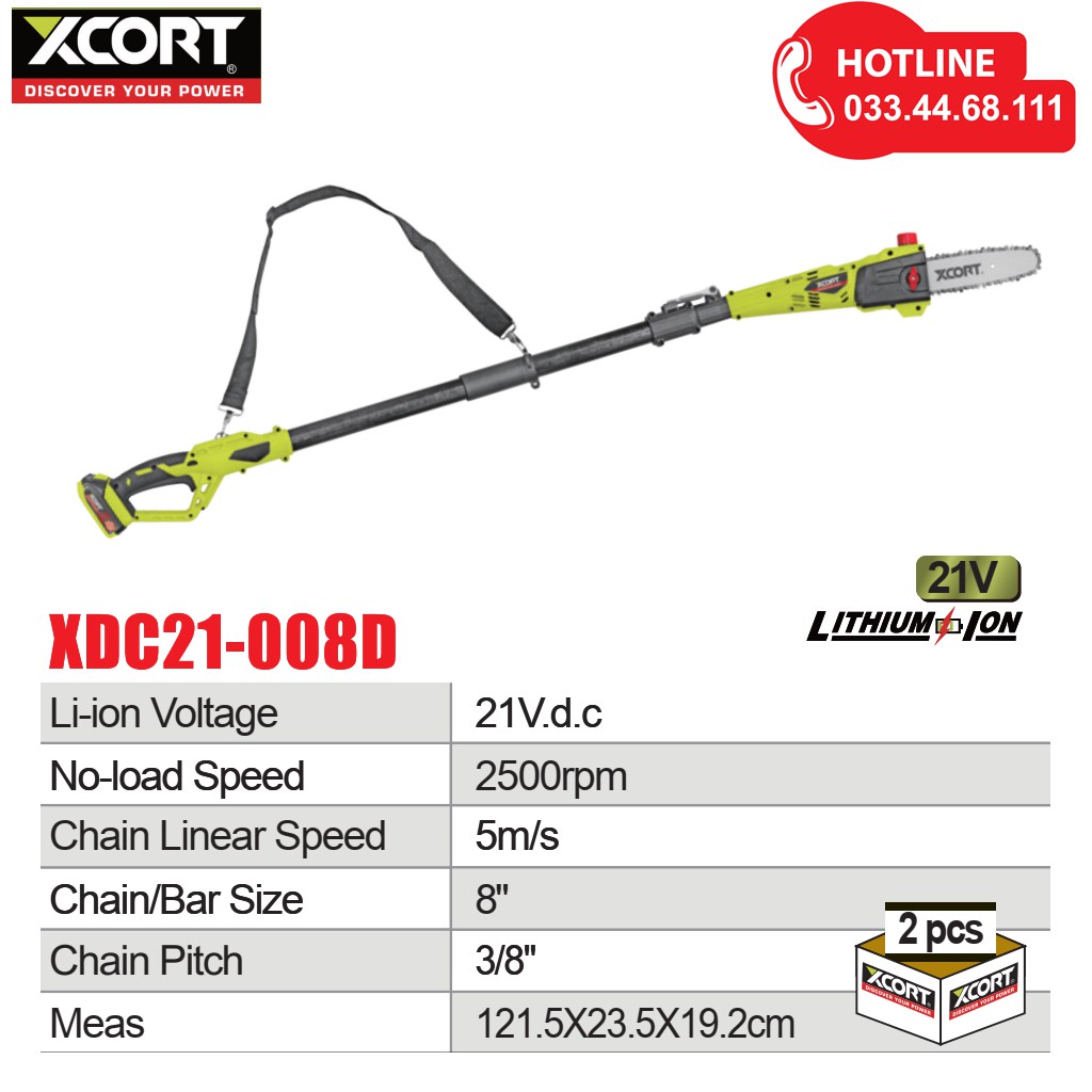 Máy cắt cành cây trên cao dùng pin 20V max XCORT Máy cưa cành trên cao bảo hành hãng 12 tháng