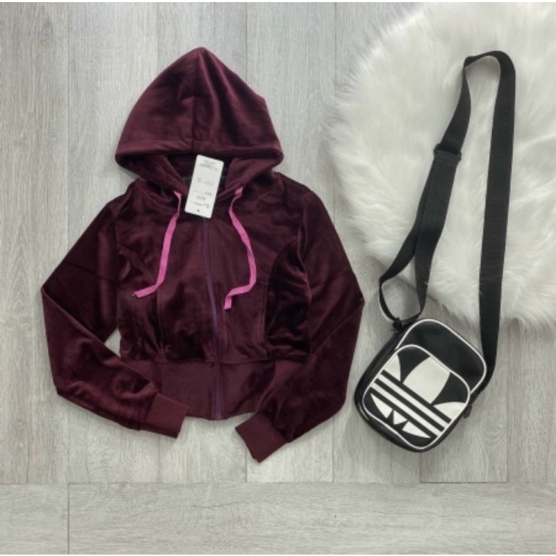 Áo khoác nhung dáng ngắn croptop