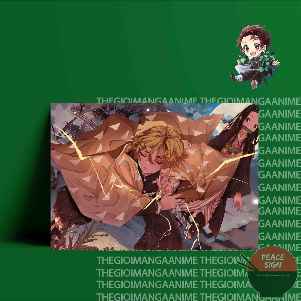 (V01) Tấm Poster anime cao cấp giấy 260gsm Kimetsu no Yaiba Thanh gươm diệt quỷ chibi ảnh đẹp