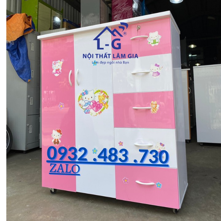 Tủ quần áo trẻ em bằng nhựa Đài Loan cao 1m25 màu trắng tinh TP.HCM