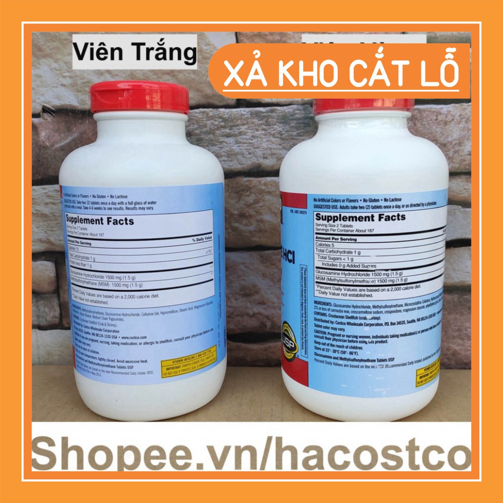 SĂN SALE NÀO Viên uống Kirkland Signature Glucosamine HCL 1500mg With MSM 1500mg 375 viên - Glucosamin SĂN SALE NÀO