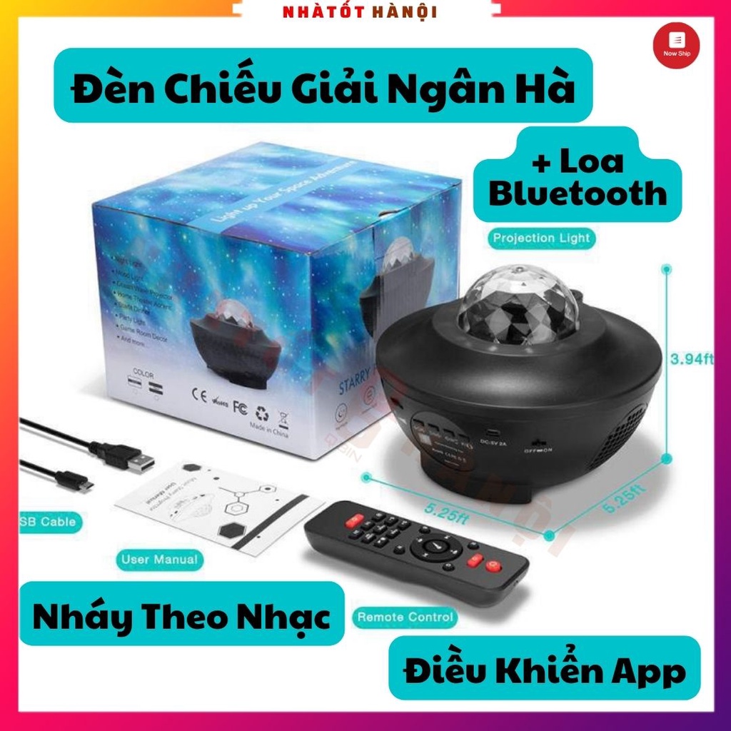 Đèn chiếu sao Galaxy tự xoay mây thiên hà chiếu ngàn sao kèm loa bluetooth Bảo Hành 12 tháng
