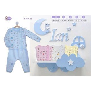 BOD23_Bộ bác sĩ màu in tay dài vải dệt bông BabyMommy_bộ bác sĩ dài giữ ấm cho bé