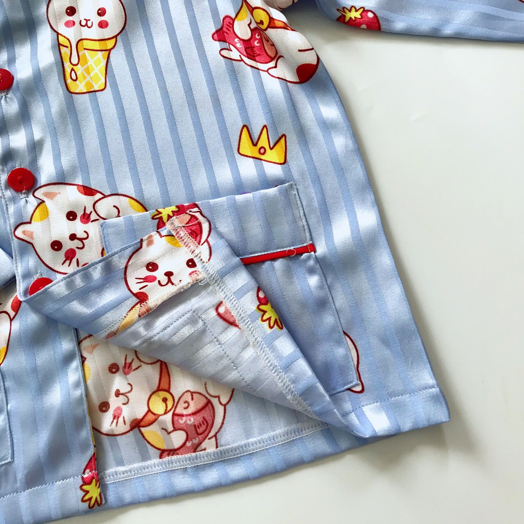 Bộ ngủ Pijama dài cho bé vải Gấm lụa mềm đẹp thoáng mát size 10-45kg nhiều mẫu