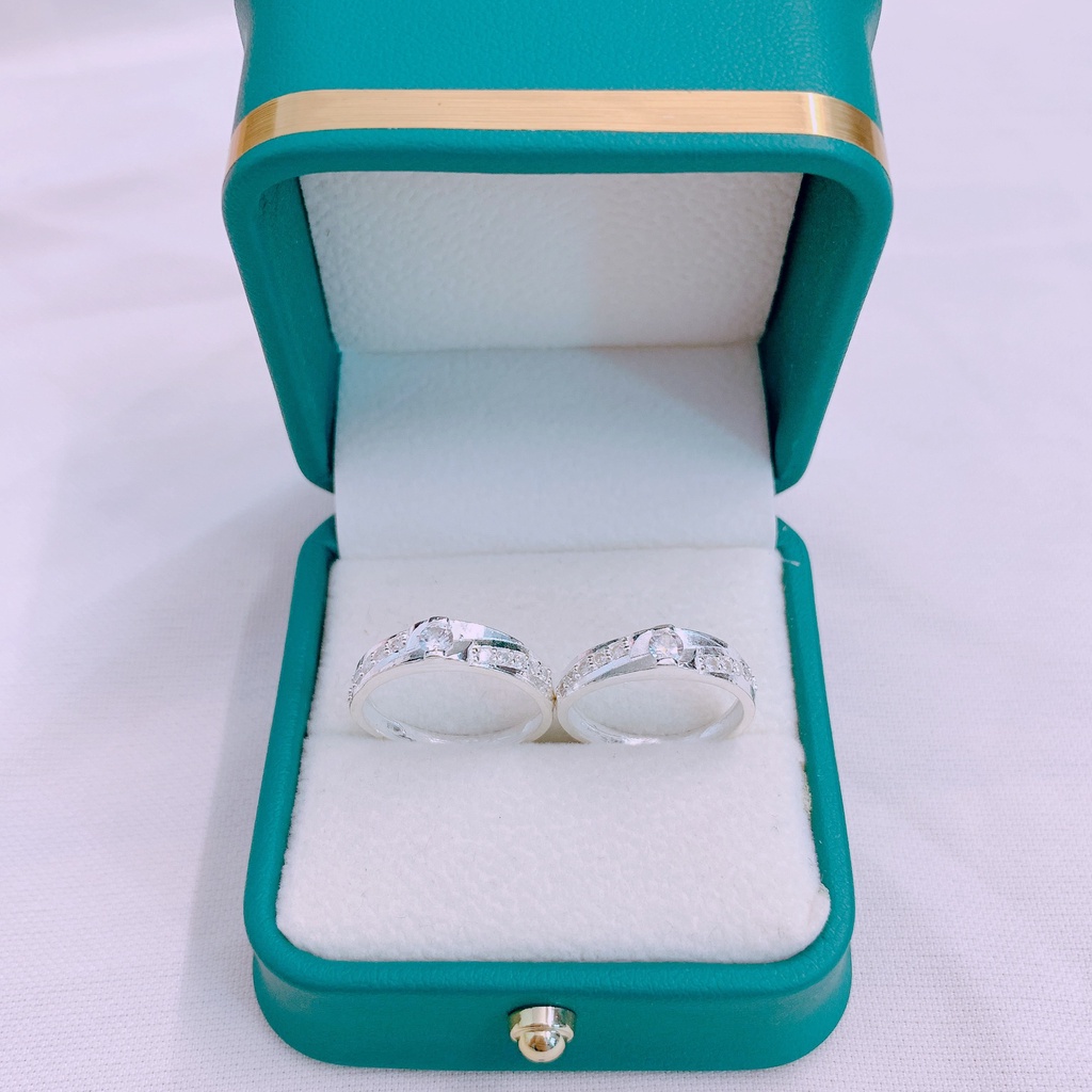 Nhẫn đôi bạc thật đính đá, nhẫn cặp tình yêu sáng đẹp - Kho sỉ bạc Nhất Linh