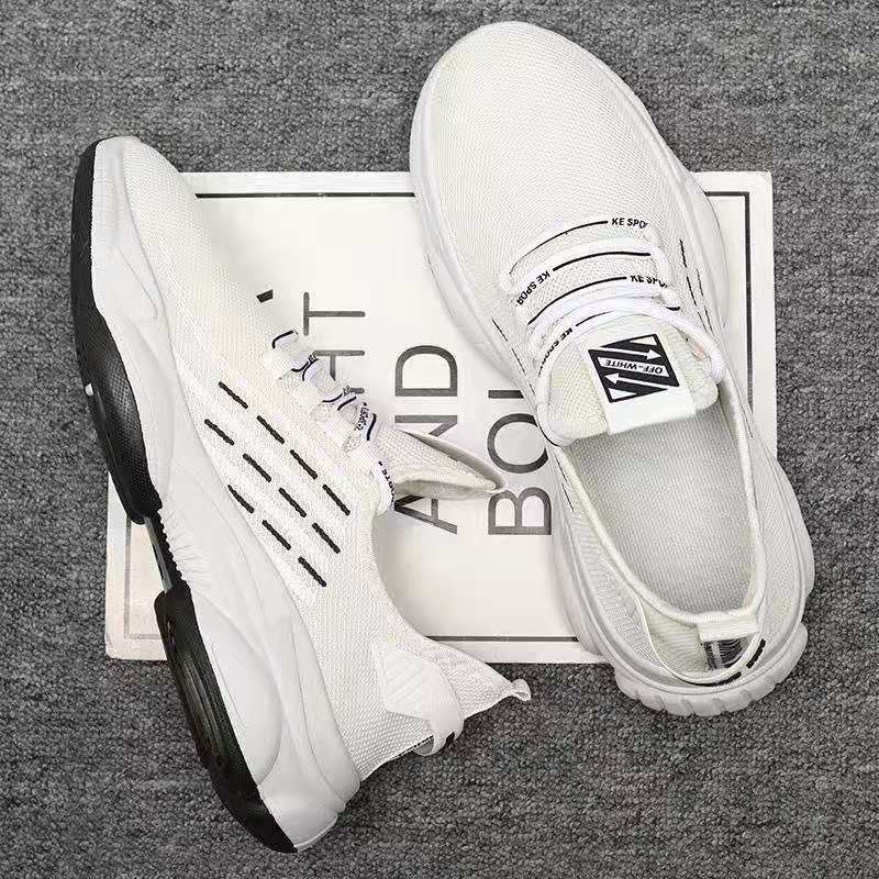 Giày Sneaker Thể Thao Nam Giá Rẻ Vải Dệt Đế Cao Su Cực Êm Phong Cách Trẻ Trung Mẫu Mới - 2 Màu Đen Trắng - 033