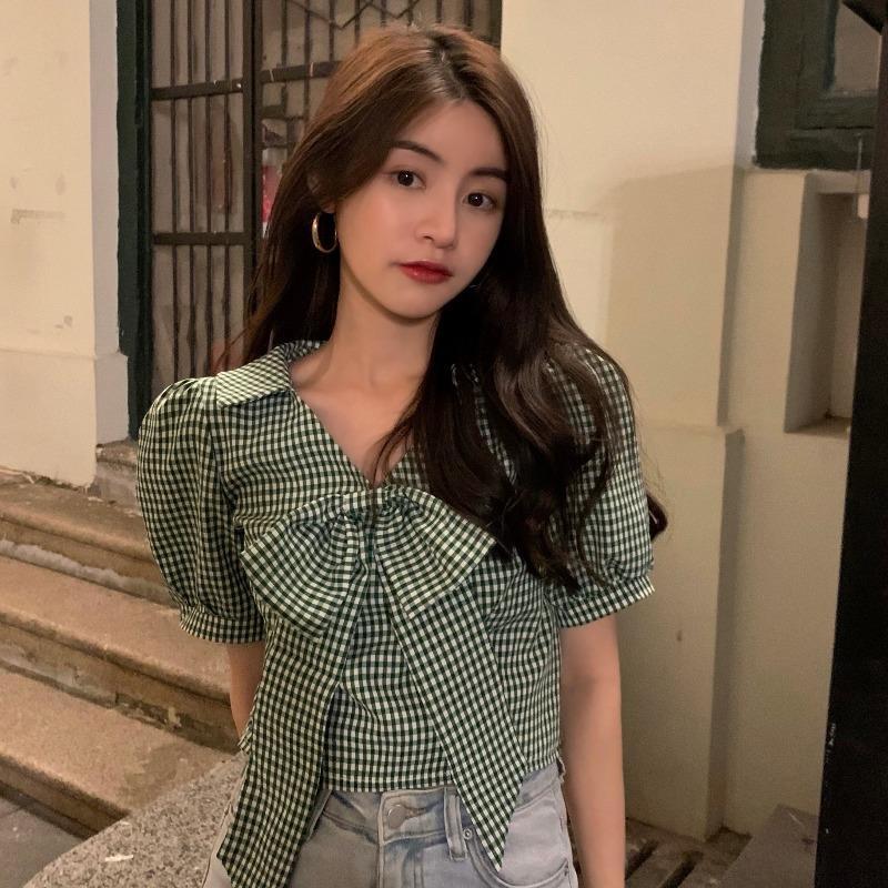 Áo Croptop Caro Tay Phồng Cổ Chữ V Trẻ Trung Thời Trang 2021 | BigBuy360 - bigbuy360.vn