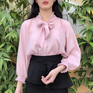 Áo sơ mi nữ form rộng tay dài vải voan nhiều màu