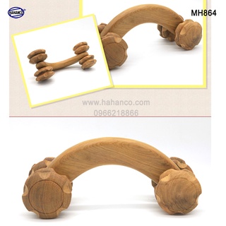 Dụng cụ lăn mát xa toàn thân 4 bánh đa năng bằng gỗ thơm - lược sừng thụy ứng - mh864