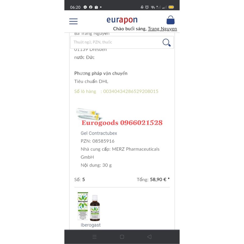 [NỘI ĐỊA ĐỨC] Kem Bôi Sẹo Contractubex Đức Tuýp 30g Kèm Bill