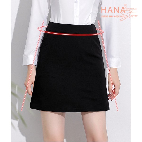 Chân váy chữ A ngắn lưng cao màu đen có túi quần lót trong - Vải co giãn Umi dày - Chân váy ngắn công sở đi học ôm bó | BigBuy360 - bigbuy360.vn