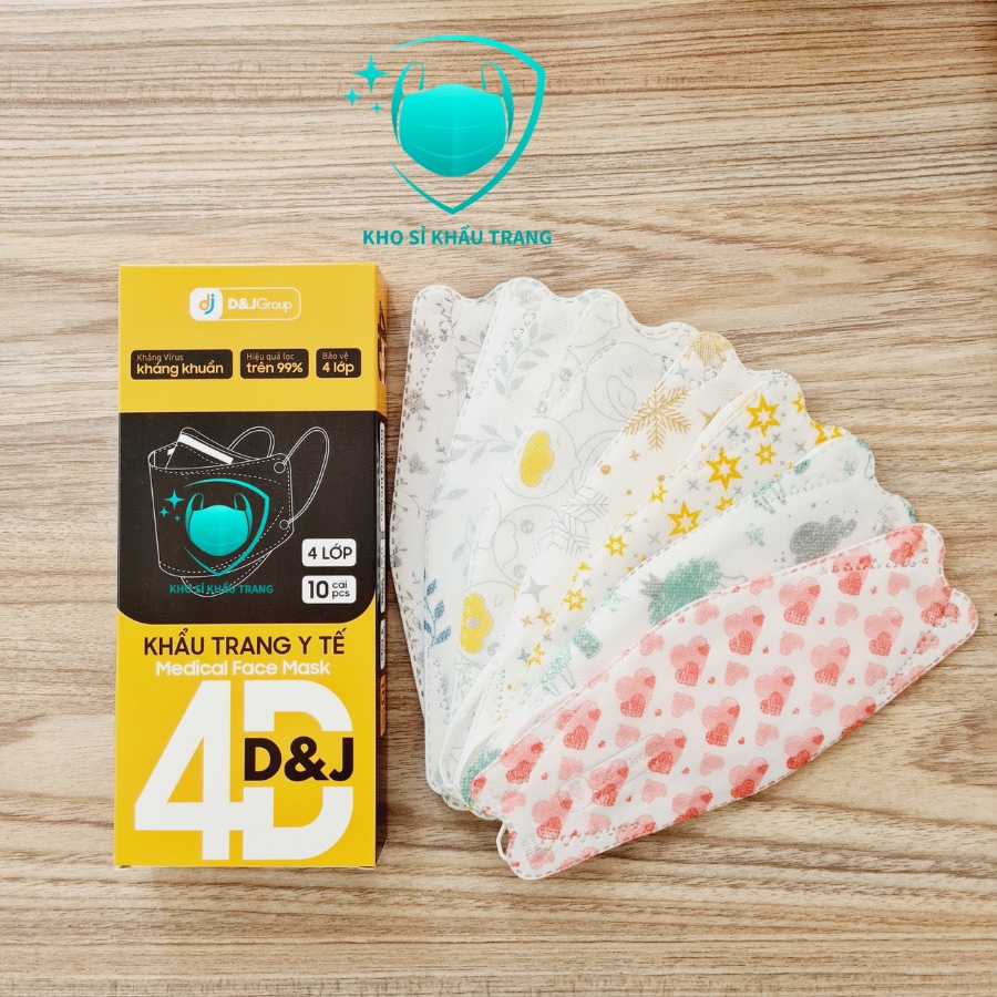[Giá Sỉ] Khẩu trang y tế 4D họa tiết D&amp;J siêu đẹp hộp 10 cái