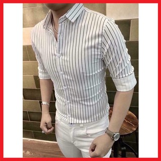 SALE OFF Áo sơ mi nam kẻ sọc màu trắng