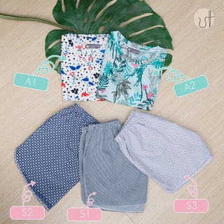 Đồ bộ mặc nhà áo hoa cotton đùi (A1S1)