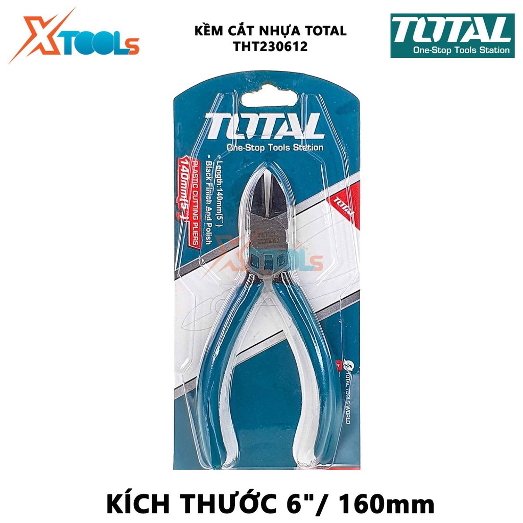 Kìm cắt nhựa TOTAL THT230612 | kềm cắt kích thước 6&quot;/ 160mm đầu kềm được đánh đen bóng [CHÍNH HÃNG] [XTOOLs]
