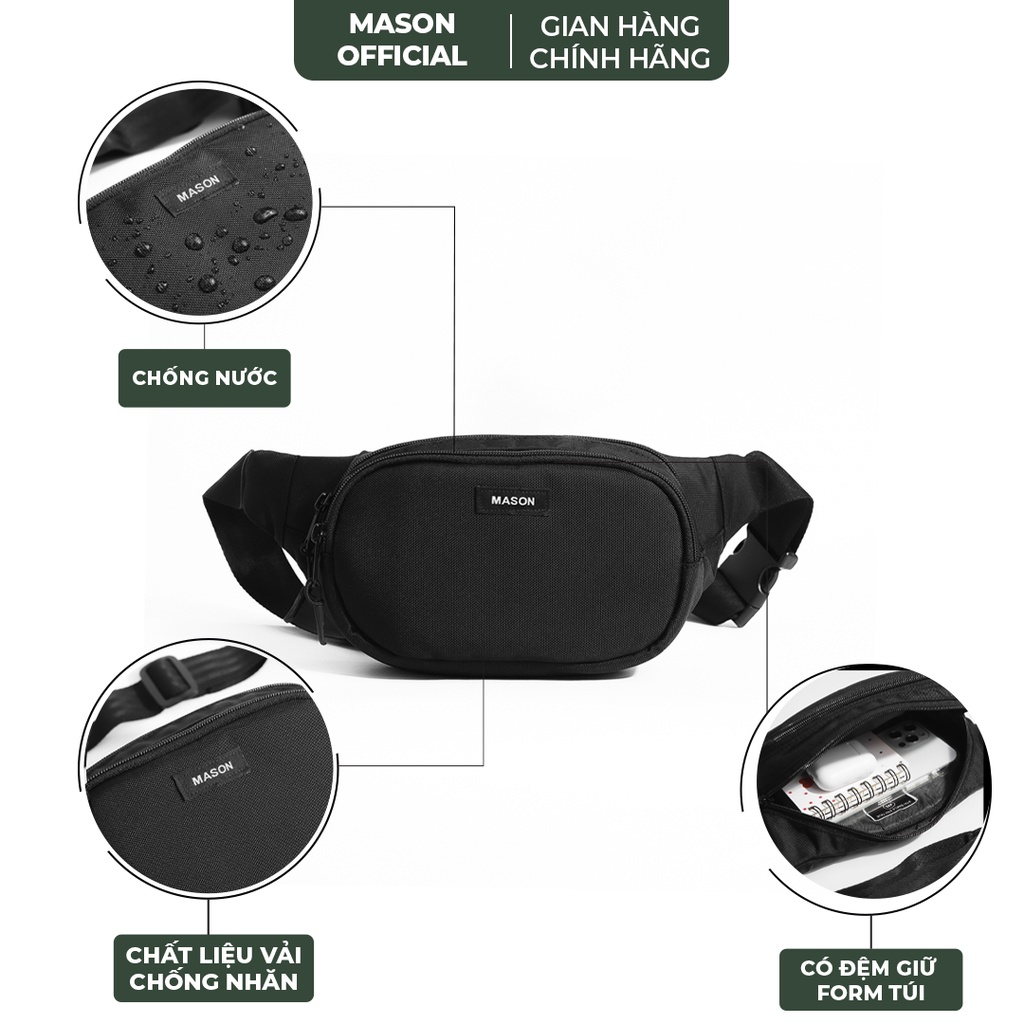 Túi bao tử đeo chéo Bumbag nam nữ unisex vải Polyester Canvas cao cấp chống thấm nước thương hiệu MASON - M25