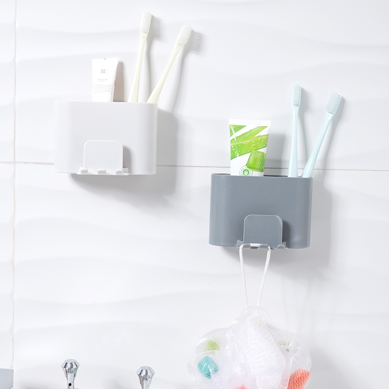 Giá Đỡ Bàn Chải Đánh Răng / Cốc Súc Miệng / Cốc Sắp Xếp Gọn Gàng Gắn Tường Không Cần Khoan