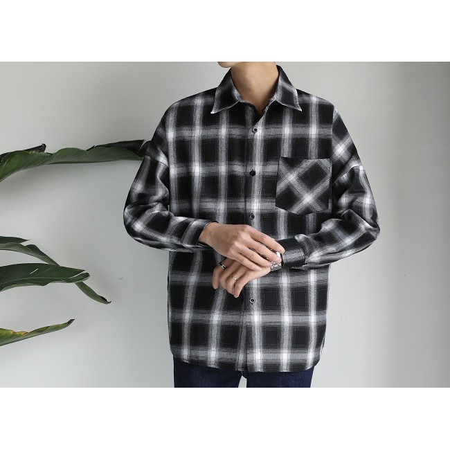 Áo sơ mi caro Flannel form rộng - hàng sẵn ( đỏ và trắng, xanh)