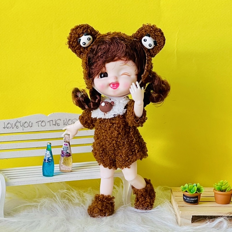 Búp bê BJD 17cm khuôn mặt dễ thương kèm hộp gói quà tặng sinh nhật đồ chơi cho bé gái