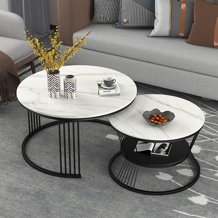 Bàn trà sofa mặt đá vân mây phòng khách cao cấp, bàn tiếp khách sofa hiện đại - bảo hành 12 tháng